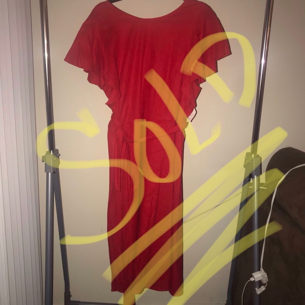 BRAND NEW LINEN RED DRESS